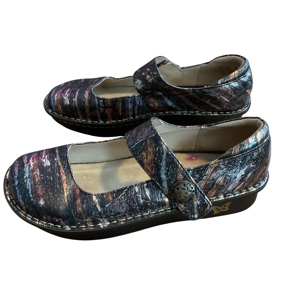 Alegria Mary‎ Jane Shoes Metallic Abstract Print Comfort Orthotic Women Sz 42